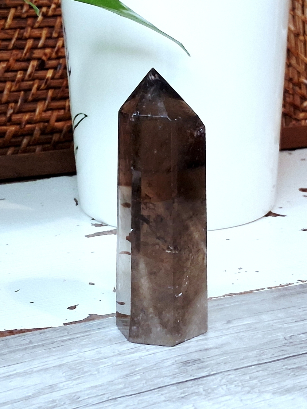 Smoky Quartz Crystal Point Home Decor Accent 3"